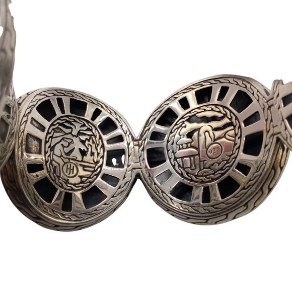 JOHN HARDY 925 STERLING SILVER AND 18K GOLD PALU HAMMERED DISC WIDE CUFF BRACELE - Picture 7 of 10